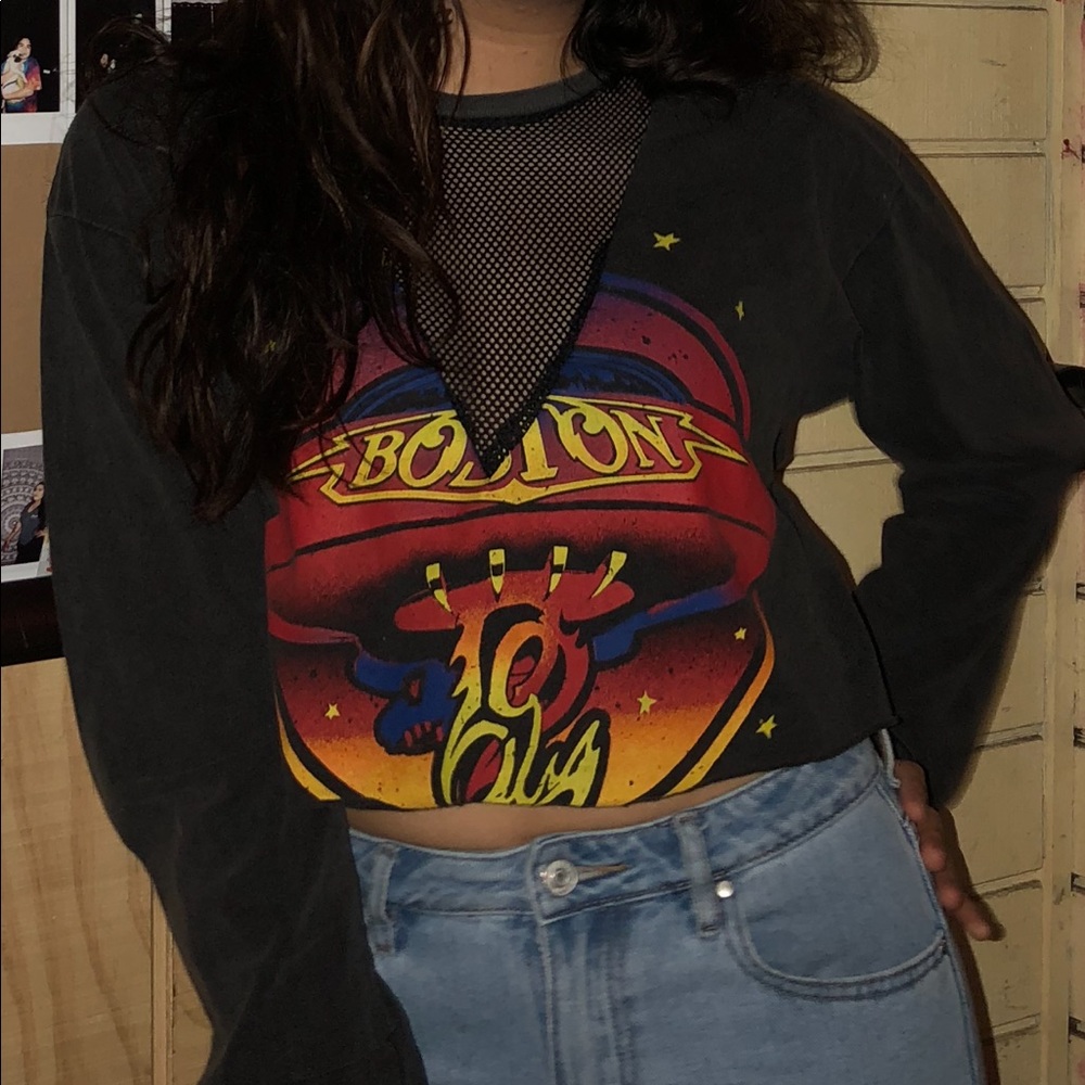 Forever 21 mesh v neck long sleeve